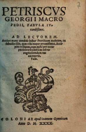 Petriscus Georgii Macropedii : fabula iucundissima ...