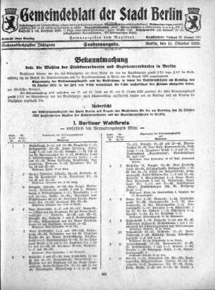Sonderausgabe, 11. Oktober 1925