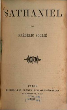 Sathanie : Par Frédéric Soulié