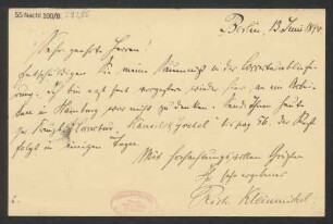 Brief an B. Schott's Söhne : 13.06.1894