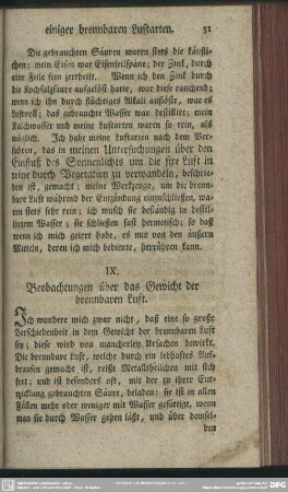 IX. Beobachtungen über das Gewicht der brennbaren Luft