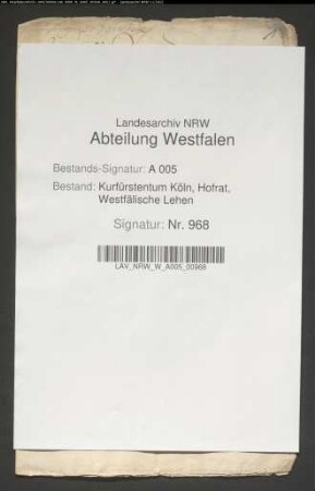 Bittschrift des Ferdinand von Fürstenberg wegen des halben Velmeder Zehntens vor Geseke