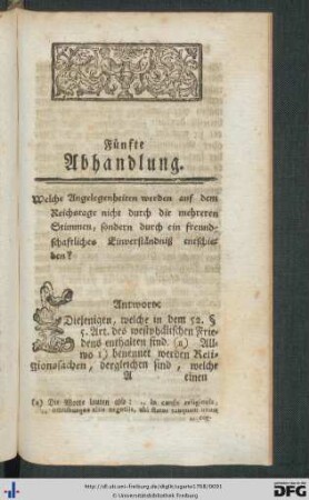 Fünfte Abhandlung.
