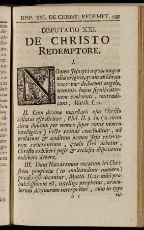 Disputatio XXI. De Christo Redemptore