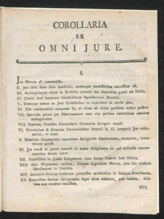 Corollaria Ex Omniiure.