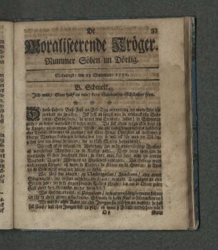 Nummer Söben un Dörtig. Mahndags den 13. September 1751