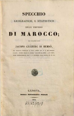 Specchio geografico, e statistico dell'impero di Marocco