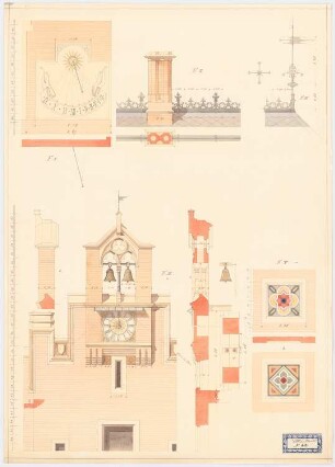 Villa Reali bei Venedig: Glockenturm, Sonnenuhr, Wetterfahne, u. a.