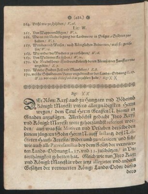 Der Röm: Kays: auch zu Hungarn und Böheimb Königl: Mayest: unsers allergnädigsten Herrn wegen ...