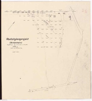 Barackenlager und Luftnachrichtenlehrabteilung (L.N.L.A.), Prenzlau-Birkenhain: Abstellgleisprojekt: Lageplan 1:1000