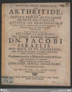 Disputatio Medica Inauguralis, De Arthritide