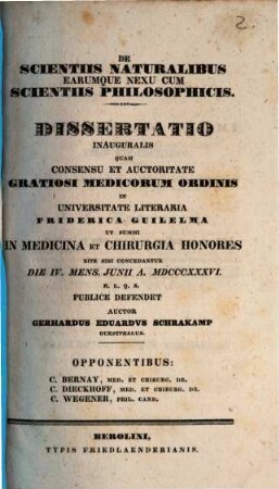 De scientiis naturalibus earumque nexu cum scientiis philosophicis : diss. inaug.