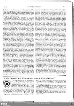 Wofür bezahlt der Uhrmacher seinen Werbebeitrag?