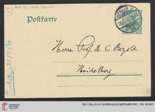 Postkarte von Otto Puchstein an Carl Bezold