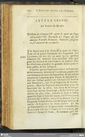 Lettre LXXVIII. Au Vicaire du Moufti