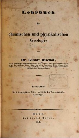 Lehrbuch der chemischen und physikalischen Geologie, 1