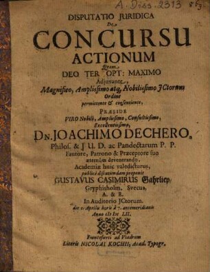 Disputatio Juridica De Concursu Actionum