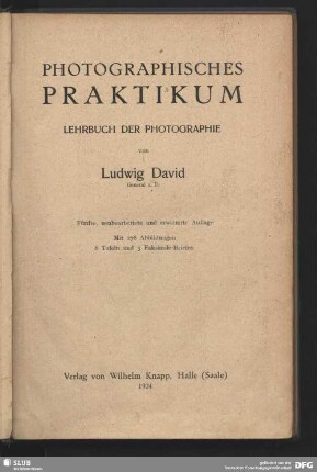 Photographisches Praktikum : Lehrbuch der Photographie