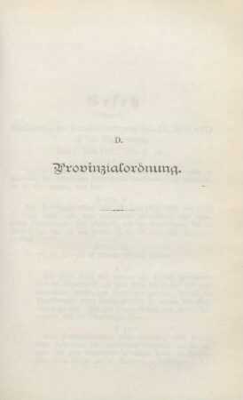 D. Provinzialordnung