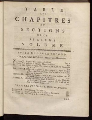 Table Des Chapitres et Sections De Ce Sixieme Volume.