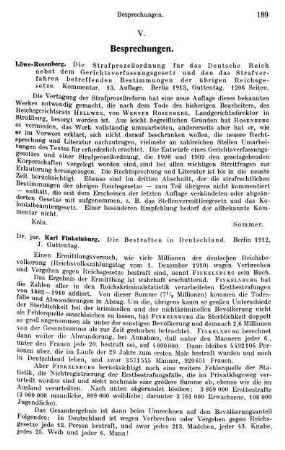 189, Löwe-Rosenberg. Die Strafprozeßordnung für das Deutsche Reich nebst dem Gerichtsverfassungsgesetz und den das Strafverfahren betreffenden Bestimmungen der übrigen Reichsgesetze. 1913