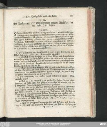§. 10. Die Trostgründe oder Versicherungen unserer Wohlfart, die aus dieser Lehre fliessen.