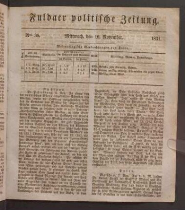 Mittwoch, den 16. November. 1831