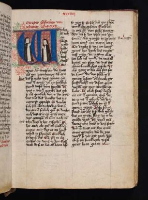 Historisierte Initiale: Getraut von Wintertur und Elsbeth von Iestetten, stehend und betend