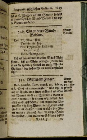 547. Wurm am Finger. - 600. Verlohren Gehör wieder zu bringen.