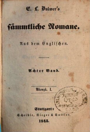 Rienzi, der Letzte der römischen Tribune : ein Roman, 1
