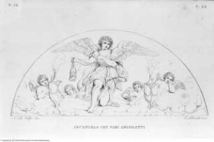 Real Museo Borbonico / descritto ed illustrato da Erasmo Pistolesi, Band 9., Tafel XX. Erzengel mit kleineren Engeln auf Wolken