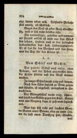 §. 6. Vom Schlaf und Wachen