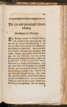 Die ein und zwanzigste Unterredung. Fortsetztung der Vorigen
