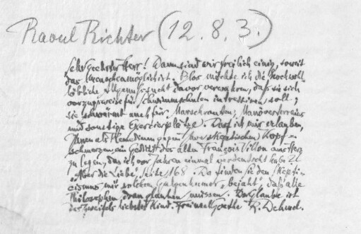 Brief an Raoul Richter