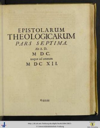 Epistolarum Theologicarum Pars VII.