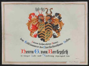 Vorsatzblatt mit dem Wappen des Freiherrn von Berlepsch [Aus dem Stammbuch des Freiherrn von Berlepsch]