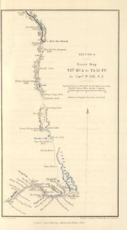 Route map Tz'u-Kua to Ta-Li-Fu