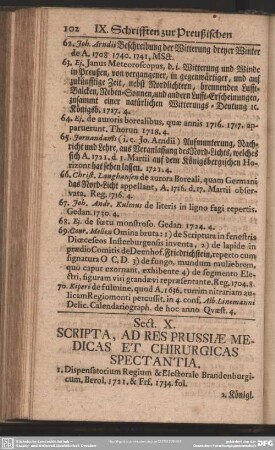 Sect. X. Scripta, Ad Res Prussiae Medicas Et Chirurgicas Spectantia