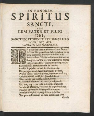 In Honorem Spiritus Sancti ...