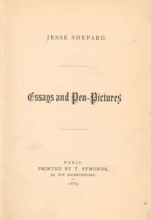 Essays and pen-pictures