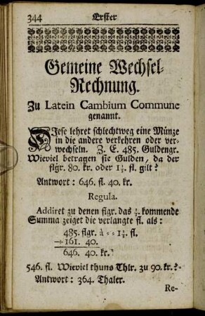 Gemeine Wechsel-Rechnung.