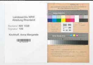 Entnazifizierung Anna Margarete Kirchhoff , geb. 21.12.1907 (Angestellte)