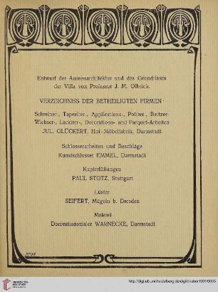 Verzeichniss der betheiligten Firmen