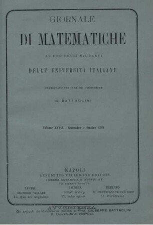 Volume XXVII. - Settembre e Ottobre 1889.