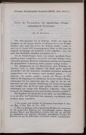 Ueber die Verwandten der japanischen Cetonia submarmorea Burmeister