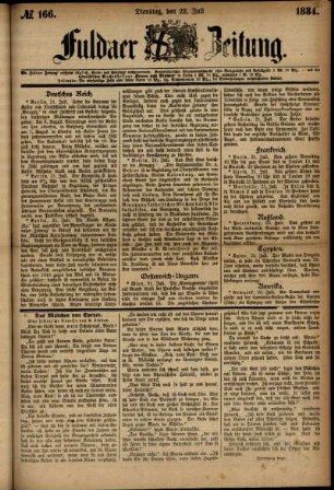Ausgabe vom Dienstag, den 22. Juli 1884.