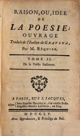 Raison, Ou Idée De La Poesie, 2. De la Poesie Italienne