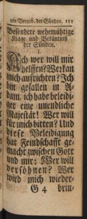 Besondere wehemühtige Klage und Bekäntniß der Sünden