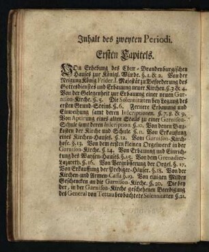 Inhalt des zweyten Periodi
