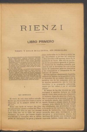 Libro primero - Tiempo y lugar de la escena, sus personajes